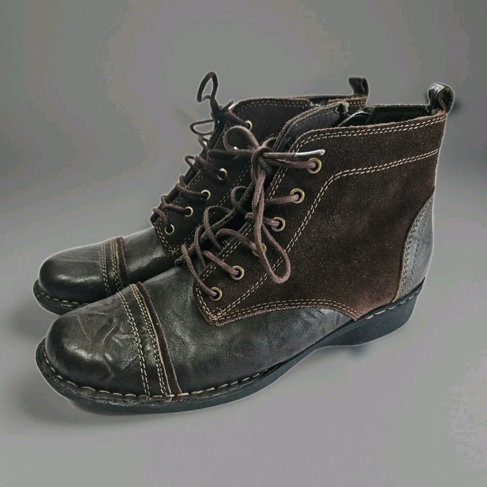 Clarks Collection Womens 7.5 M Brown Leather‎ Zip Ankle Boots Style 26104716